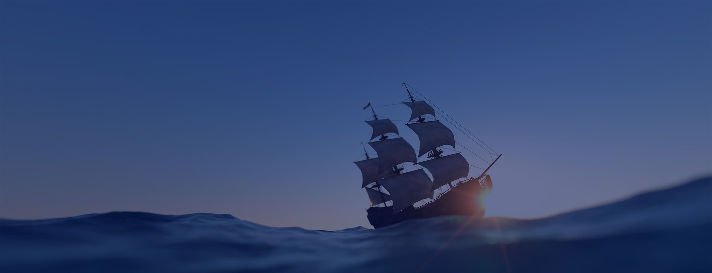 Sailing ship on ocean